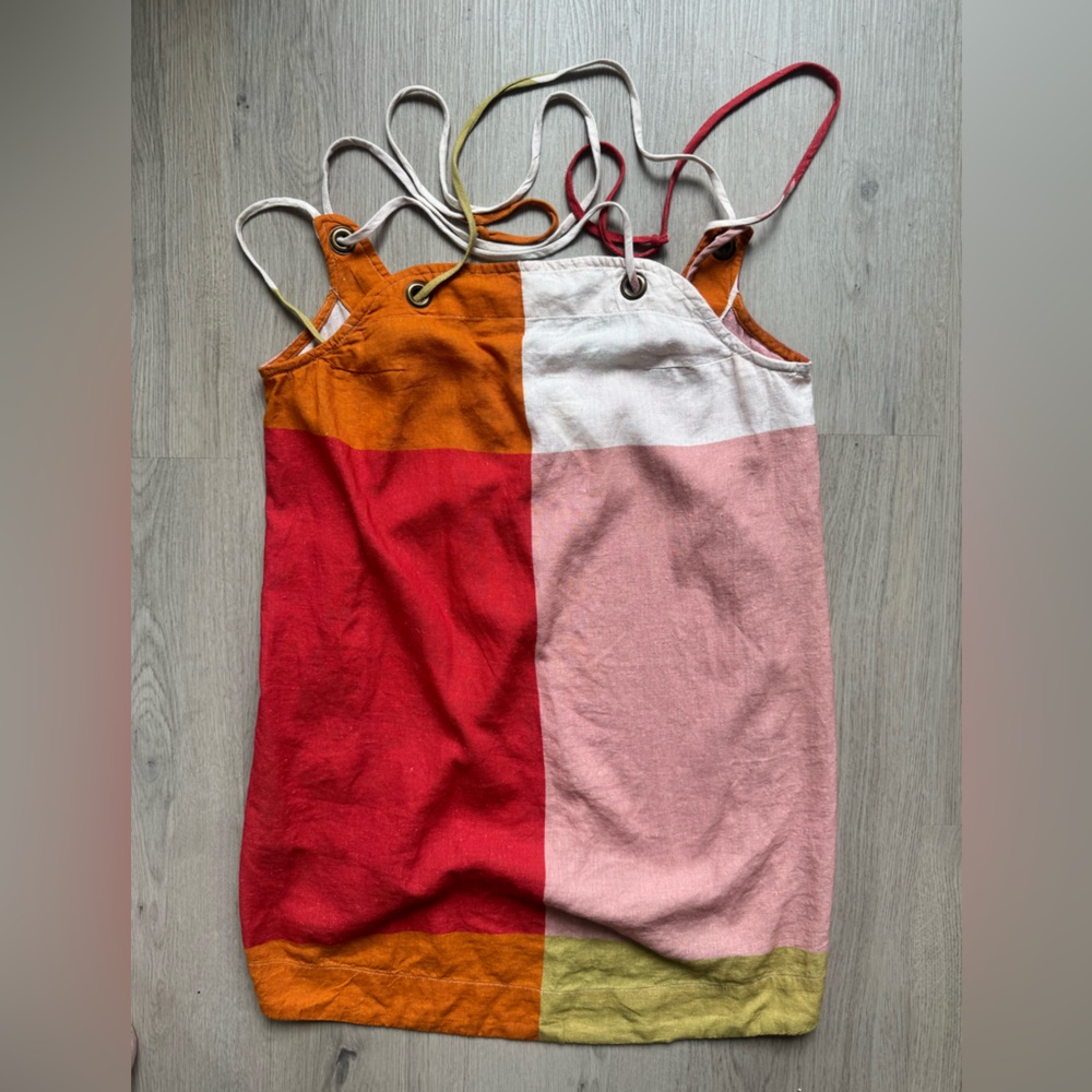 Colorblock Mini Dress with Adjustable Straps - Pink & Red